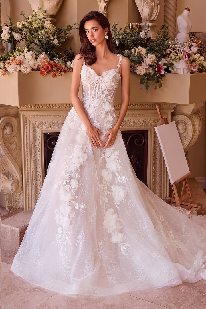 3D Floral Sleeveless Bridal Gown by Ladivine WL045