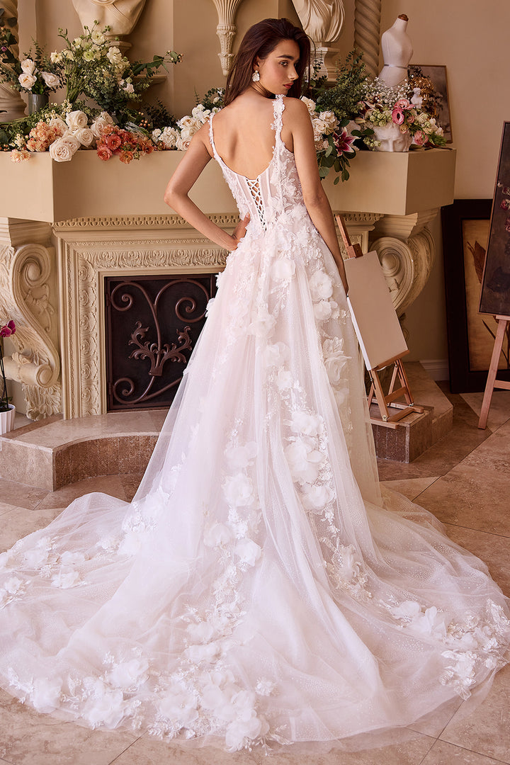 3D Floral Sleeveless Bridal Gown by Ladivine WL045