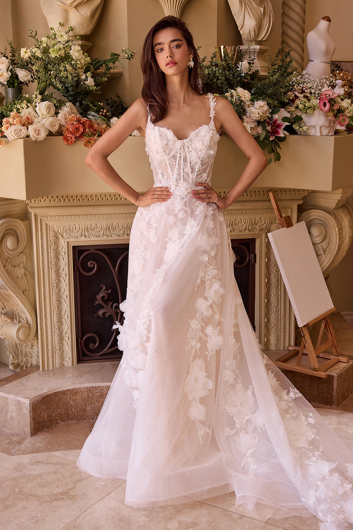 3D Floral Sleeveless Bridal Gown by Ladivine WL045