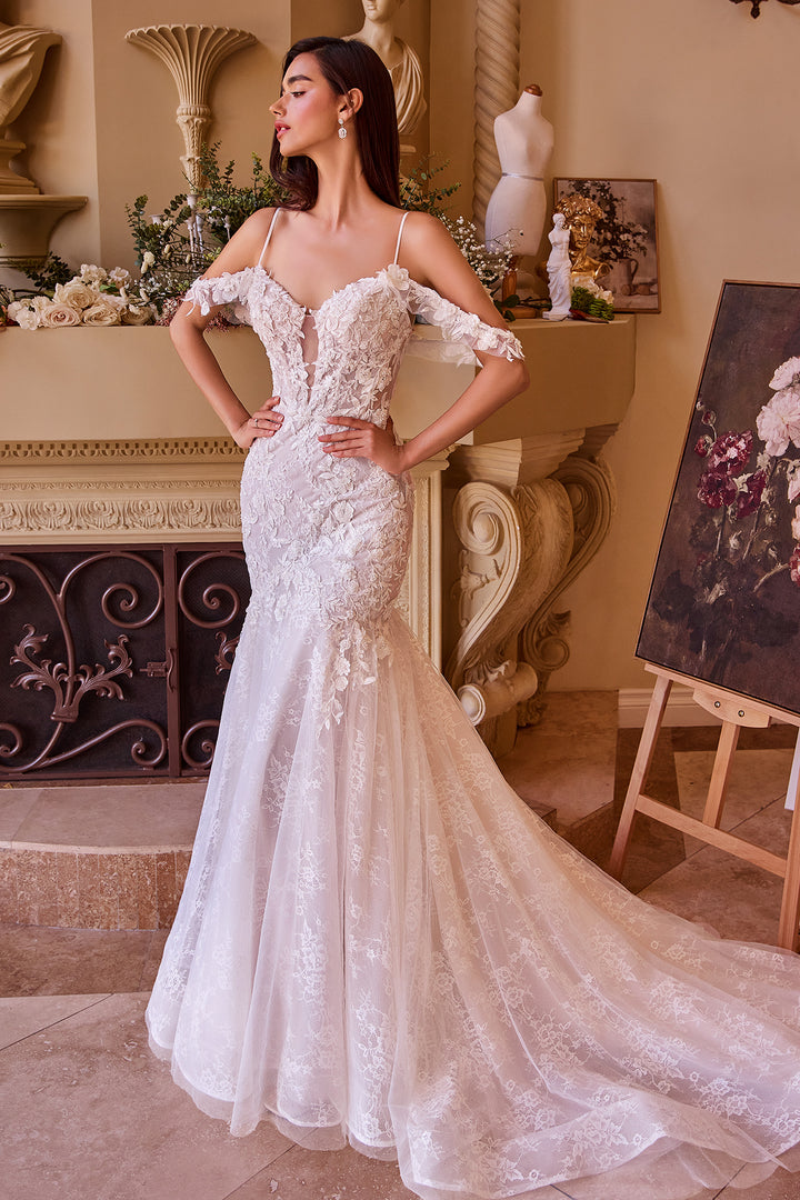 Fitted Cold Shoulder Bridal Gown by Ladivine WL051