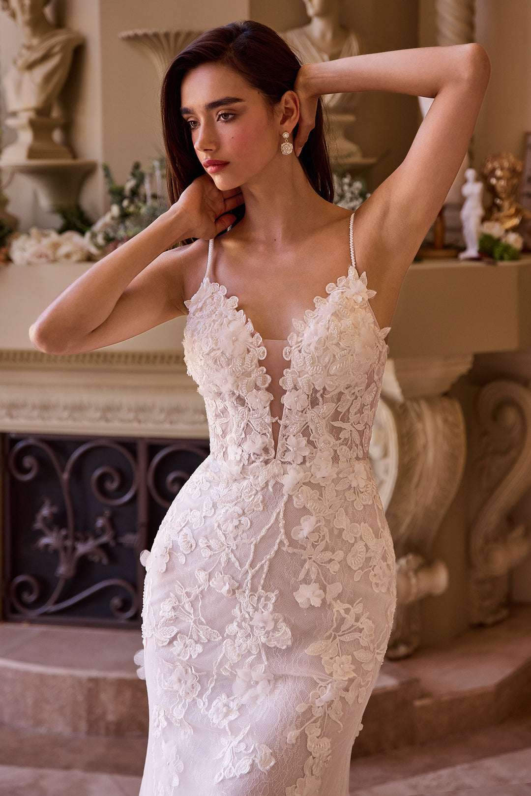 Applique Fitted Sleeveless Bridal Gown by Ladivine WL053