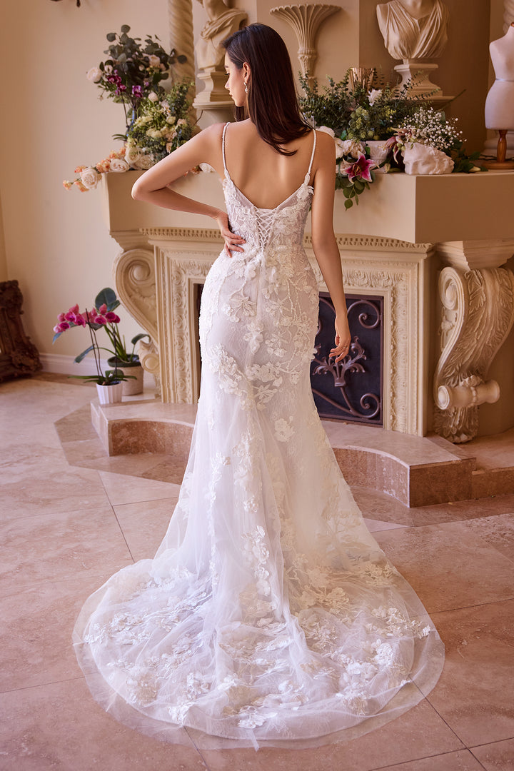 Applique Fitted Sleeveless Bridal Gown by Ladivine WL053