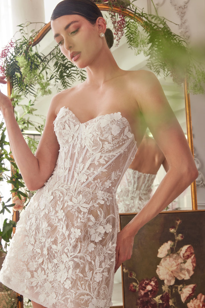 Lace Short Strapless Bridal Dress by Ladivine WL084