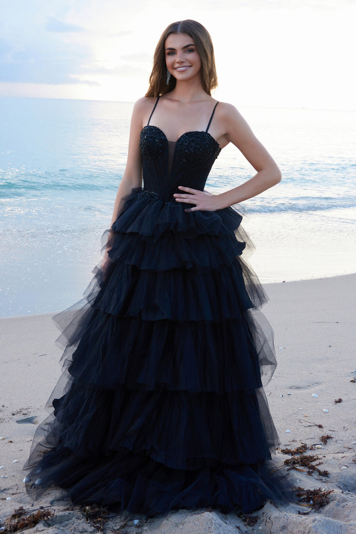 Sleeveless Ruffled Ball Gown by Nox Anabel Y1545