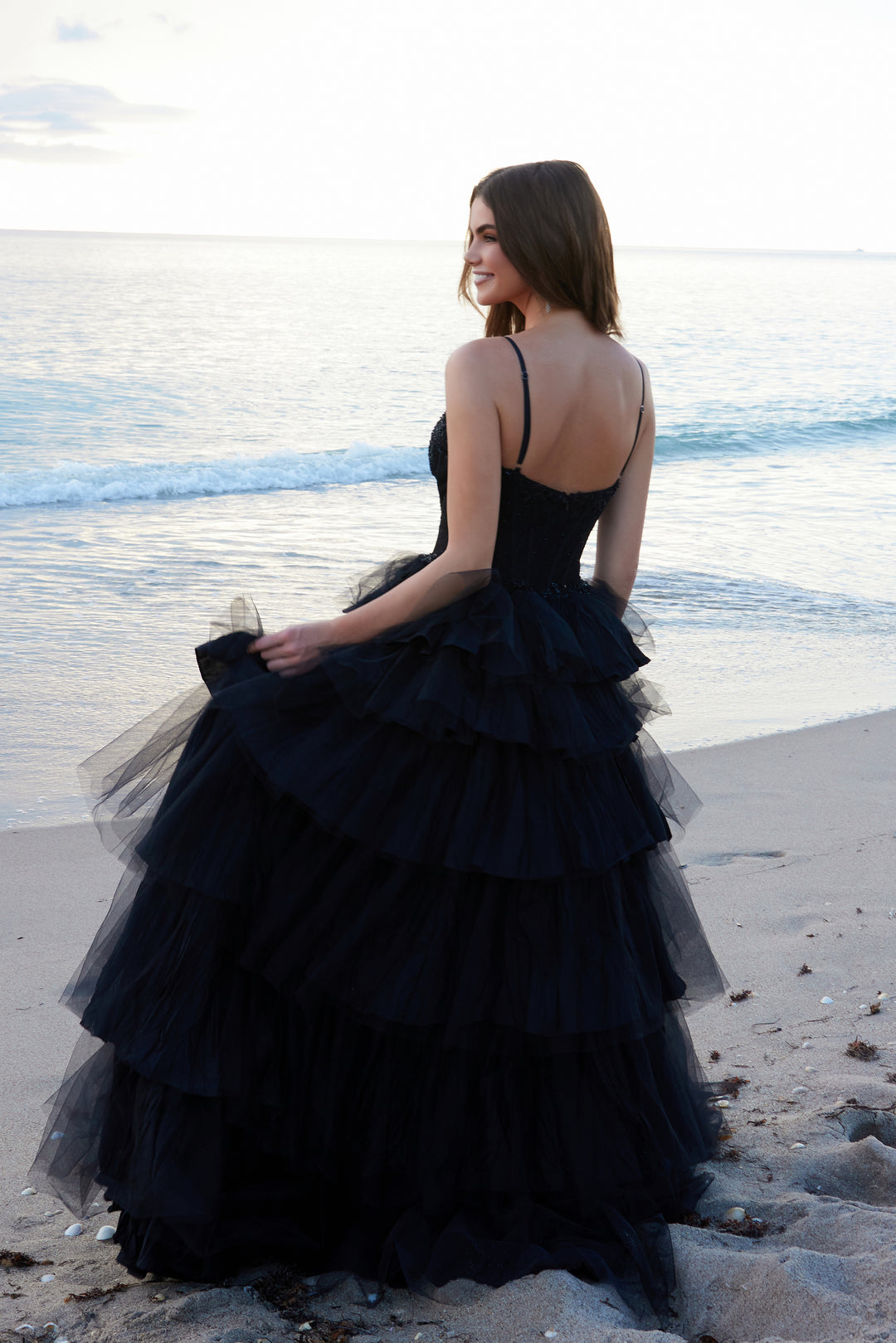 Sleeveless Ruffled Ball Gown by Nox Anabel Y1545