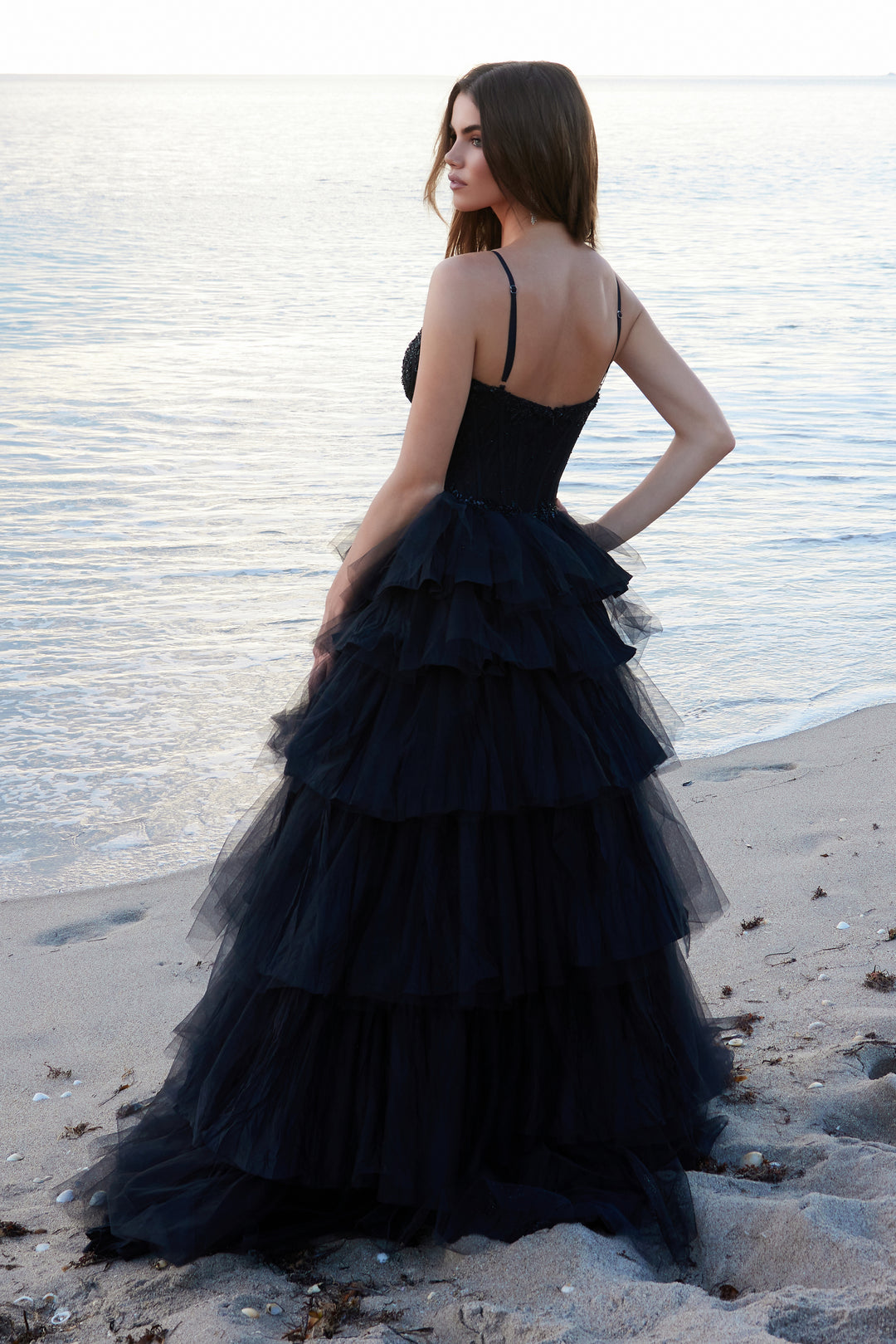 Sleeveless Ruffled Ball Gown by Nox Anabel Y1545