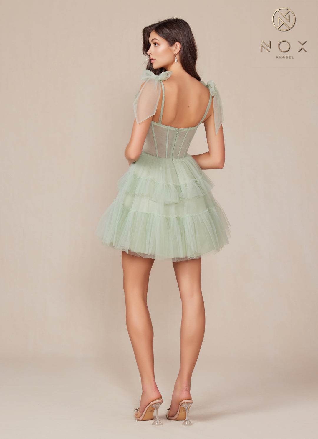 Short Sleeveless Tiered A-line Dress by Nox Anabel Y858