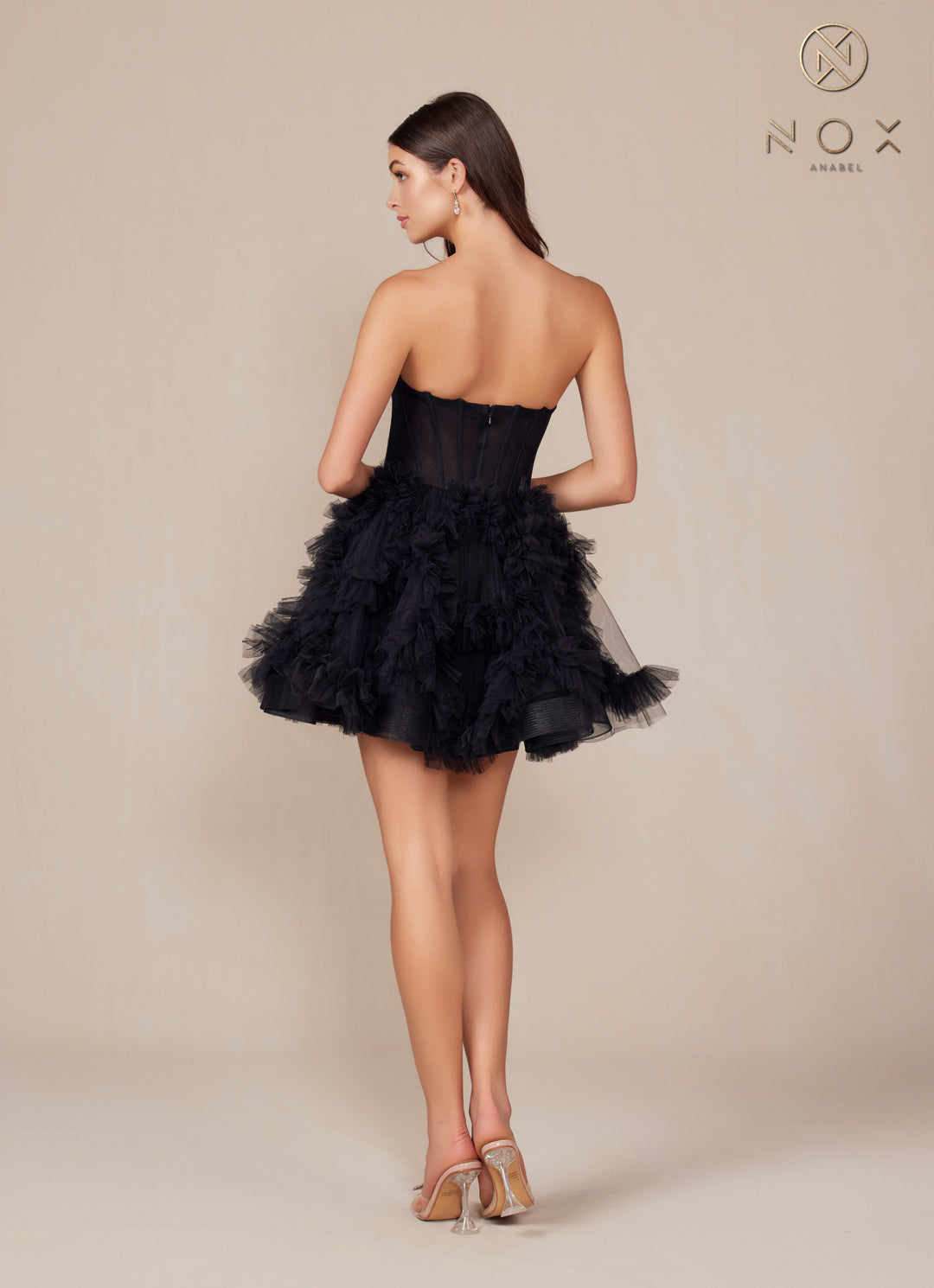 Short Strapless Ruffled Dress by Nox Anabel Y859