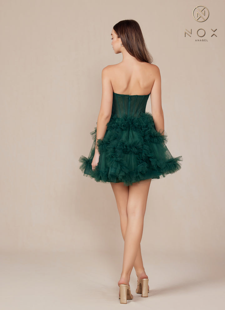 Short Strapless Ruffled Dress by Nox Anabel Y859