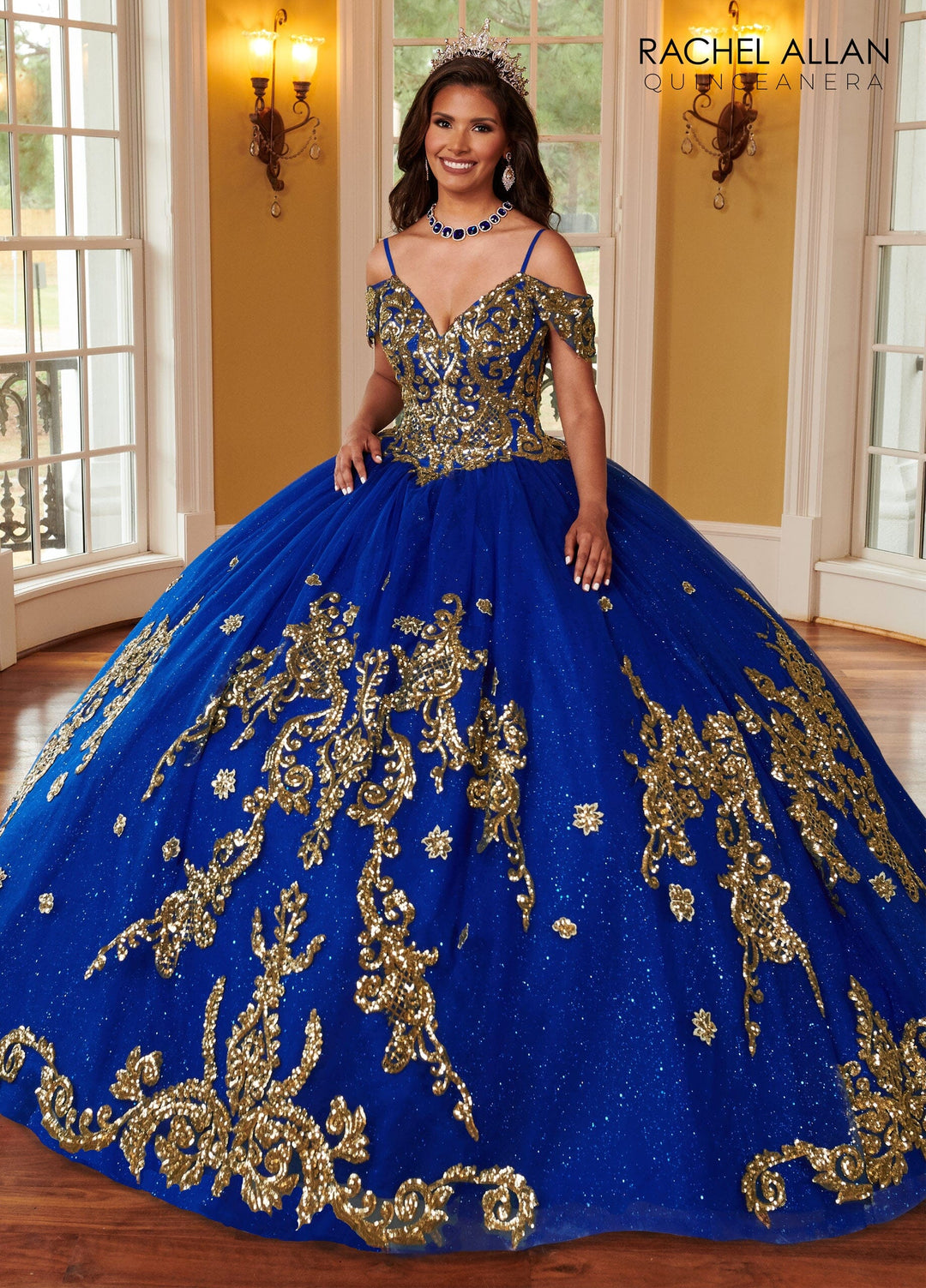 Applique Cape Sleeve Quinceanera Dress by Rachel Allan RQ2164