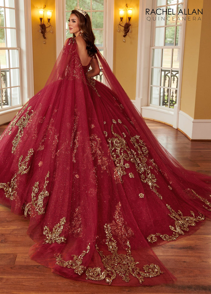 Applique Cape Sleeve Quinceanera Dress by Rachel Allan RQ2164