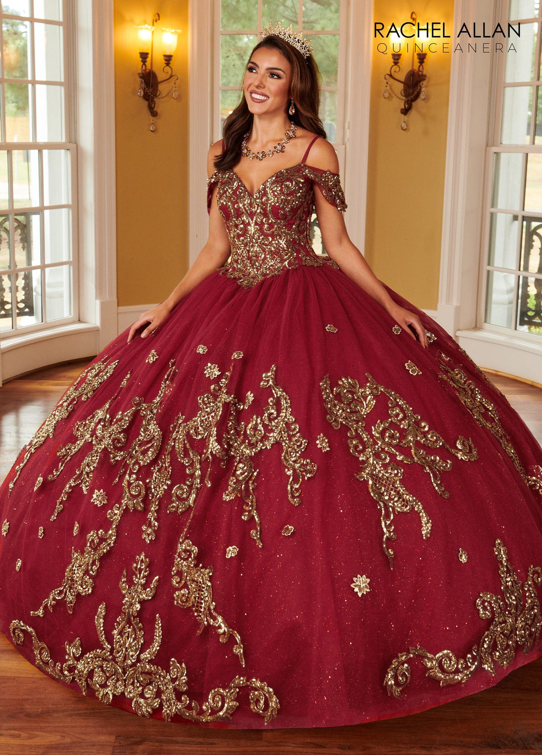 Applique Cape Sleeve Quinceanera Dress by Rachel Allan RQ2164