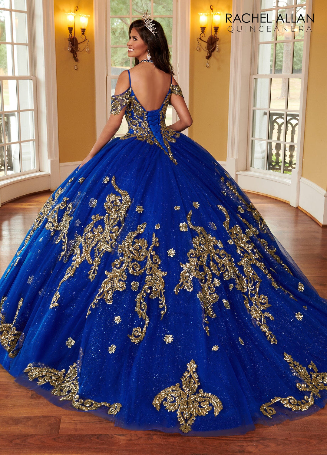 Applique Cape Sleeve Quinceanera Dress by Rachel Allan RQ2164