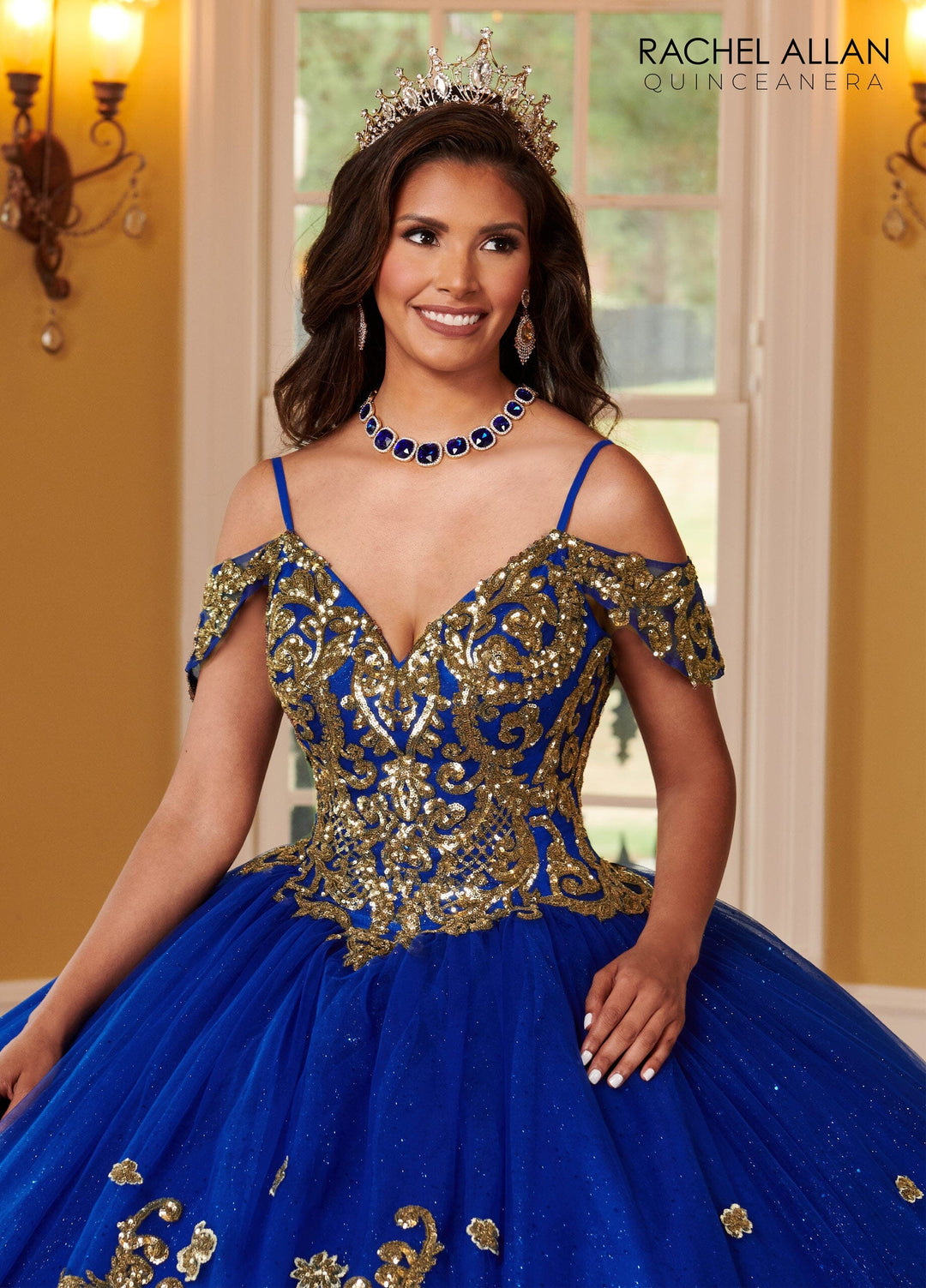 Applique Cape Sleeve Quinceanera Dress by Rachel Allan RQ2164