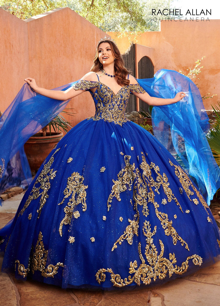 Applique Cape Sleeve Quinceanera Dress by Rachel Allan RQ2164