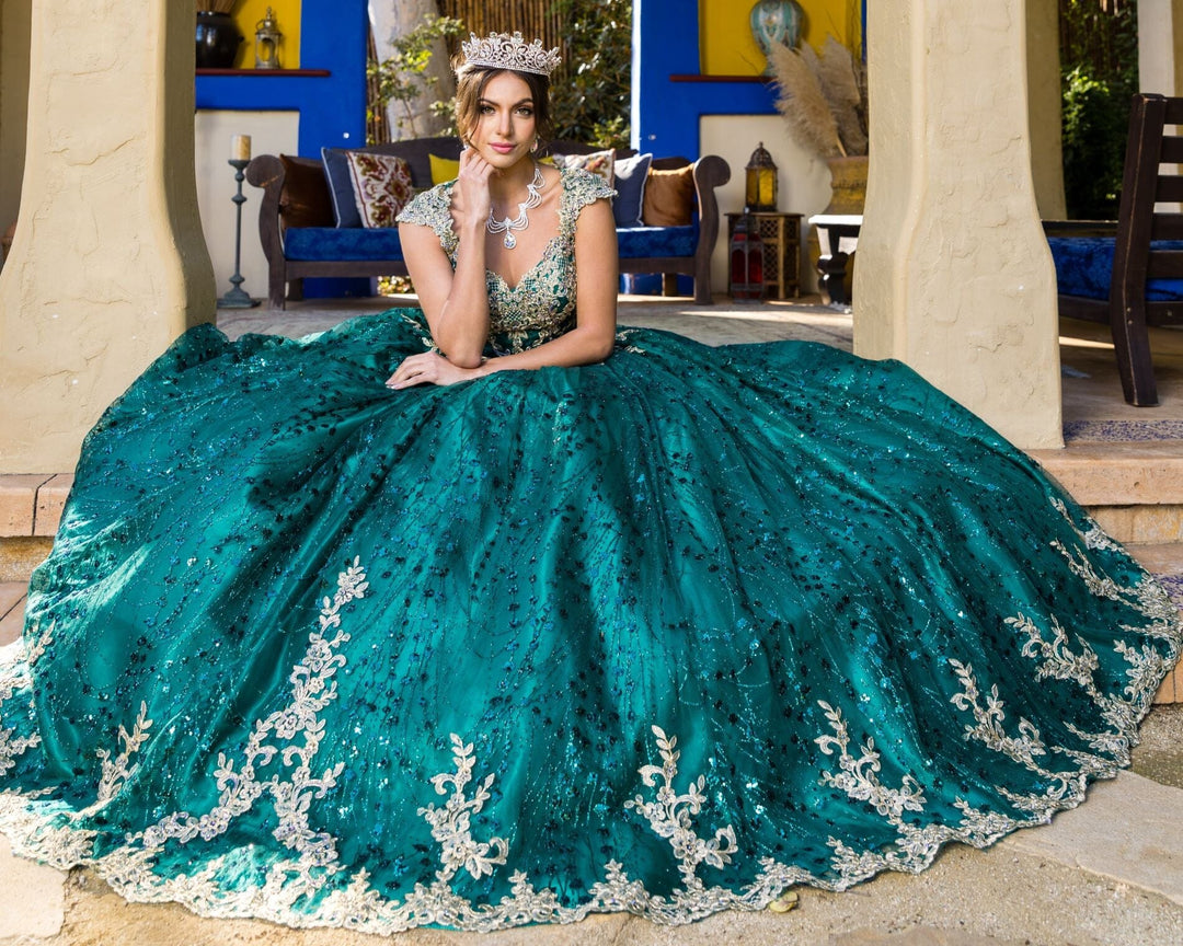 Applique Glitter Ball Gown by Cinderella Couture 8024J