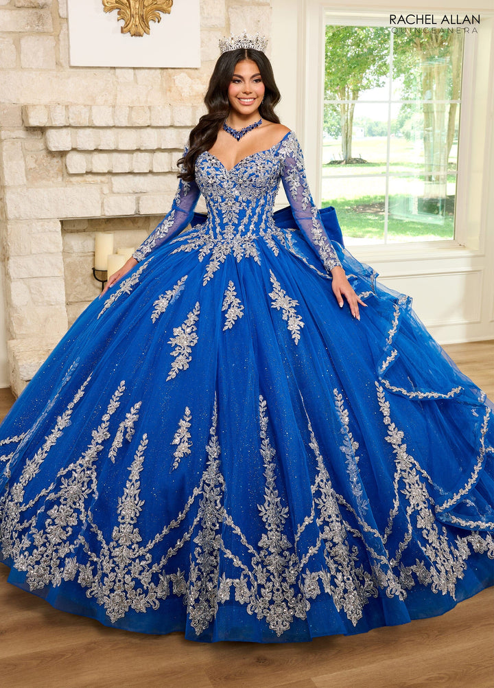 Applique Long Sleeve Quinceanera Dress by Rachel Allan RQ1137