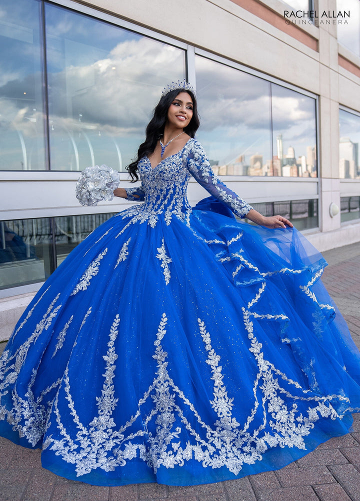 Applique Long Sleeve Quinceanera Dress by Rachel Allan RQ1137