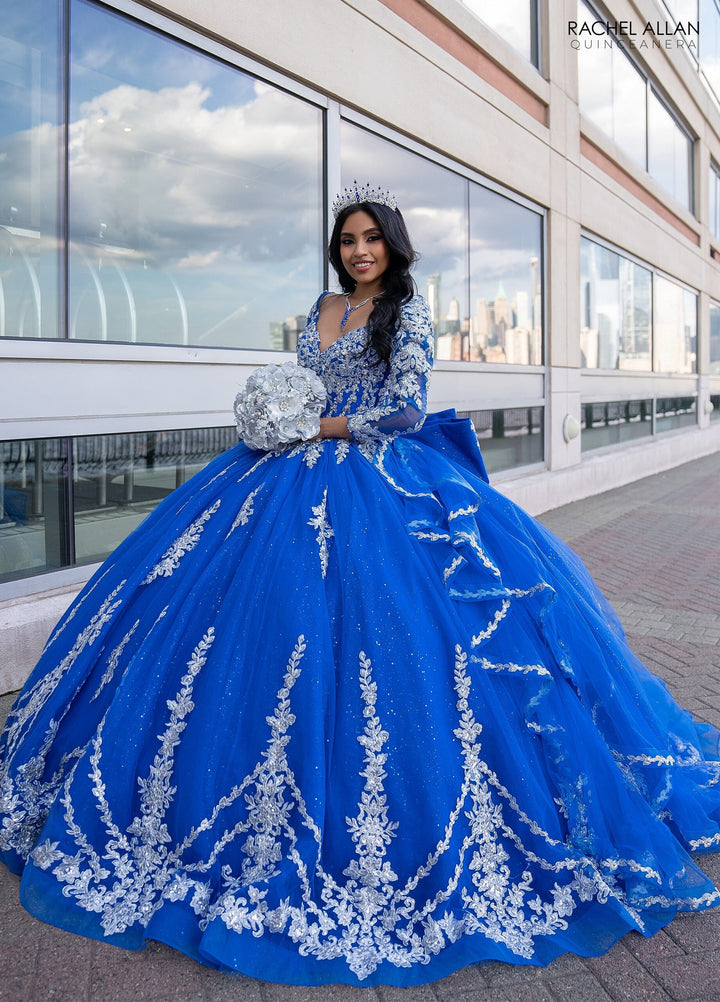 Applique Long Sleeve Quinceanera Dress by Rachel Allan RQ1137