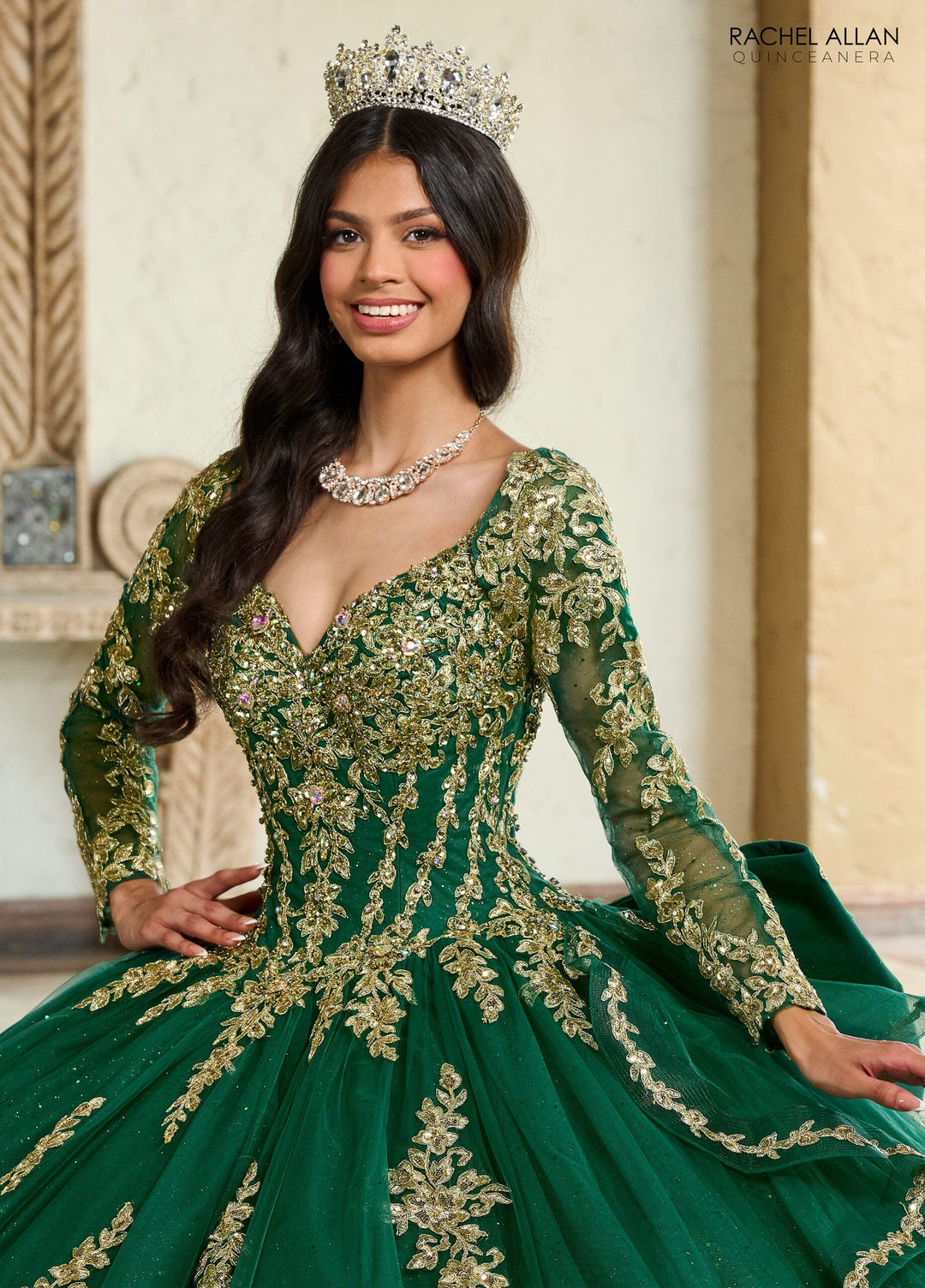 Applique Long Sleeve Quinceanera Dress by Rachel Allan RQ1137