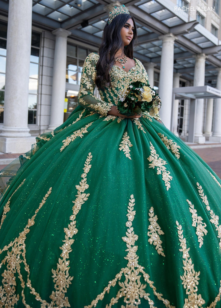 Applique Long Sleeve Quinceanera Dress by Rachel Allan RQ1137