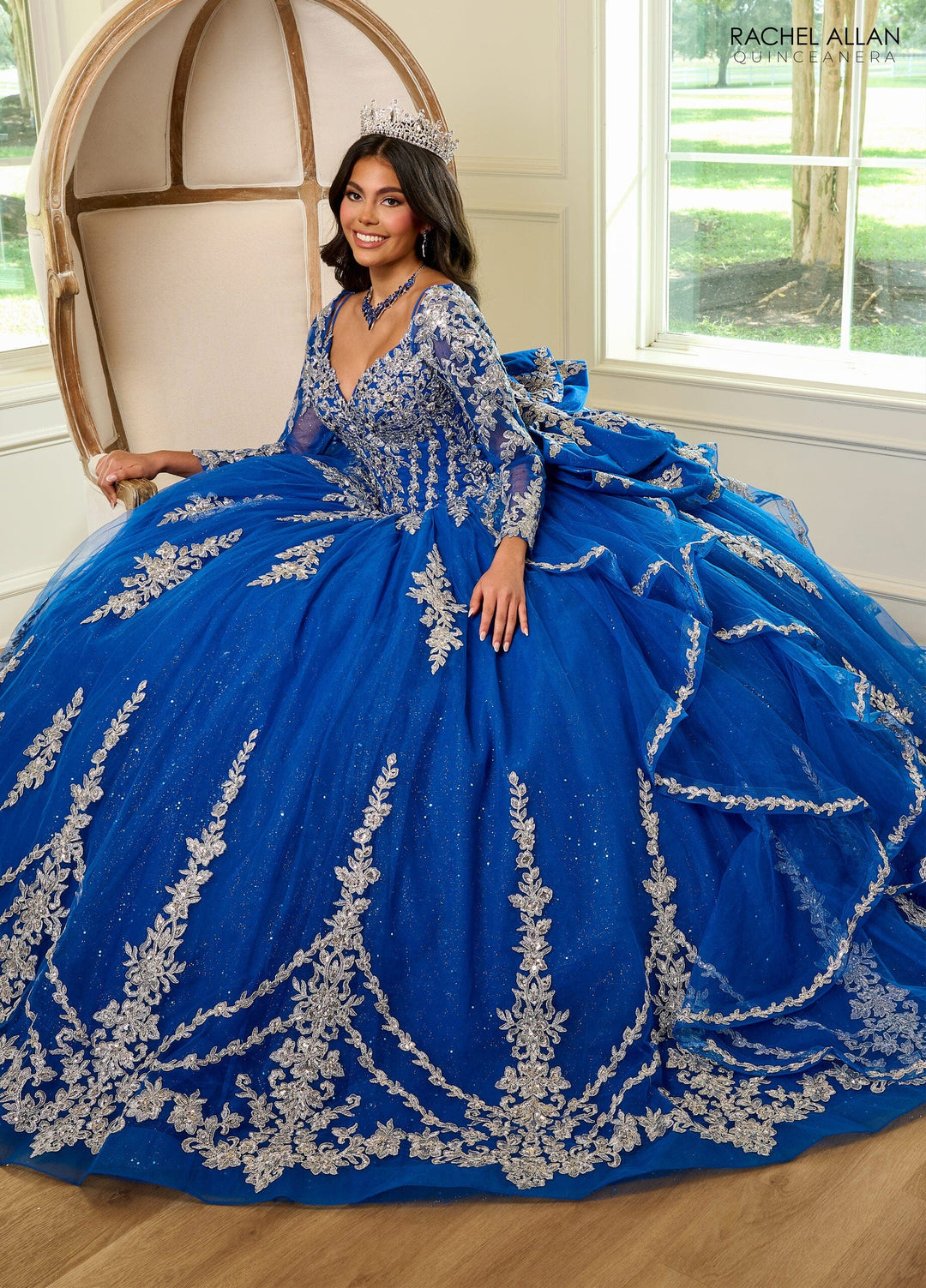 Applique Long Sleeve Quinceanera Dress by Rachel Allan RQ1137