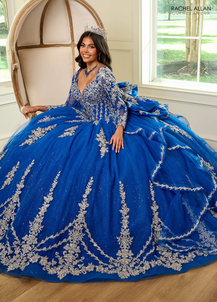 Applique Long Sleeve Quinceanera Dress by Rachel Allan RQ1137