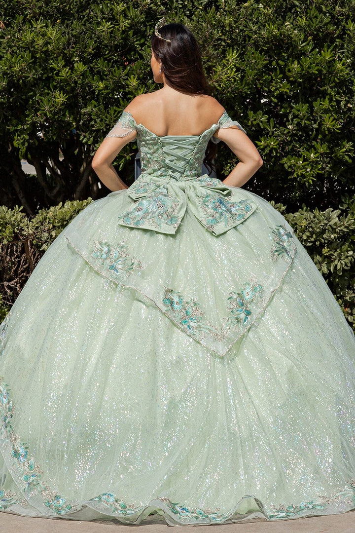 Applique Off Shoulder Ball Gown by Cinderella Couture 8089J