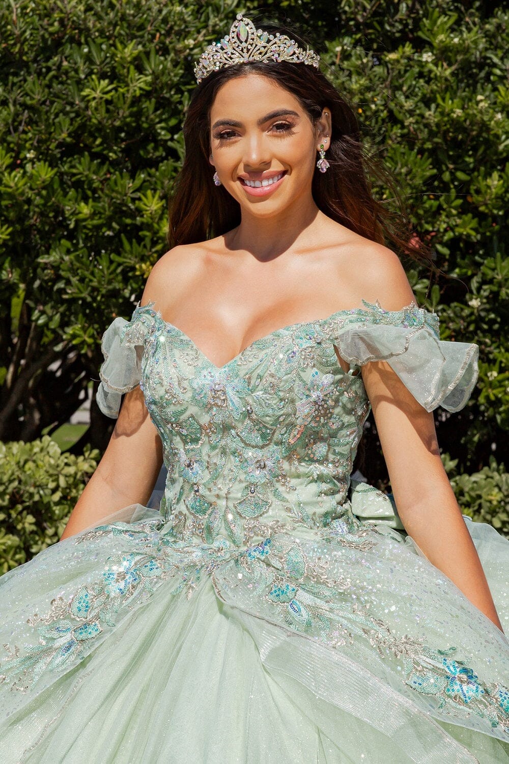 Applique Off Shoulder Ball Gown by Cinderella Couture 8089J