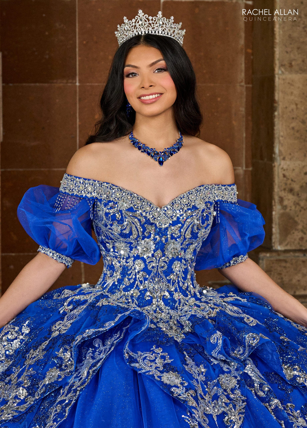 Applique Puff Sleeve Quinceanera Dress by Rachel Allan RQ3128