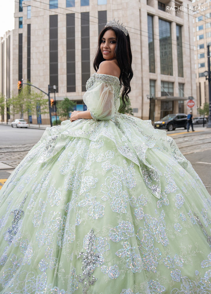 Applique Puff Sleeve Quinceanera Dress by Rachel Allan RQ3128