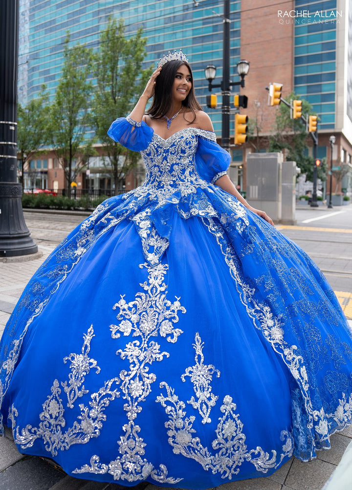 Applique Puff Sleeve Quinceanera Dress by Rachel Allan RQ3128