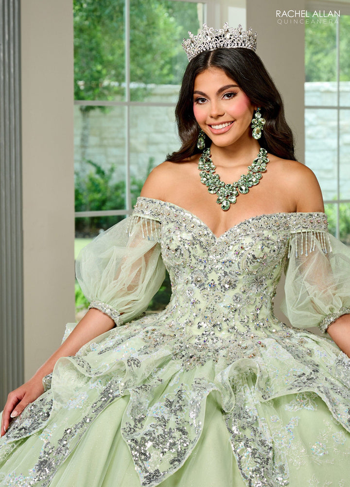 Applique Puff Sleeve Quinceanera Dress by Rachel Allan RQ3128