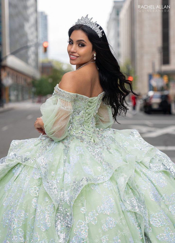 Applique Puff Sleeve Quinceanera Dress by Rachel Allan RQ3128