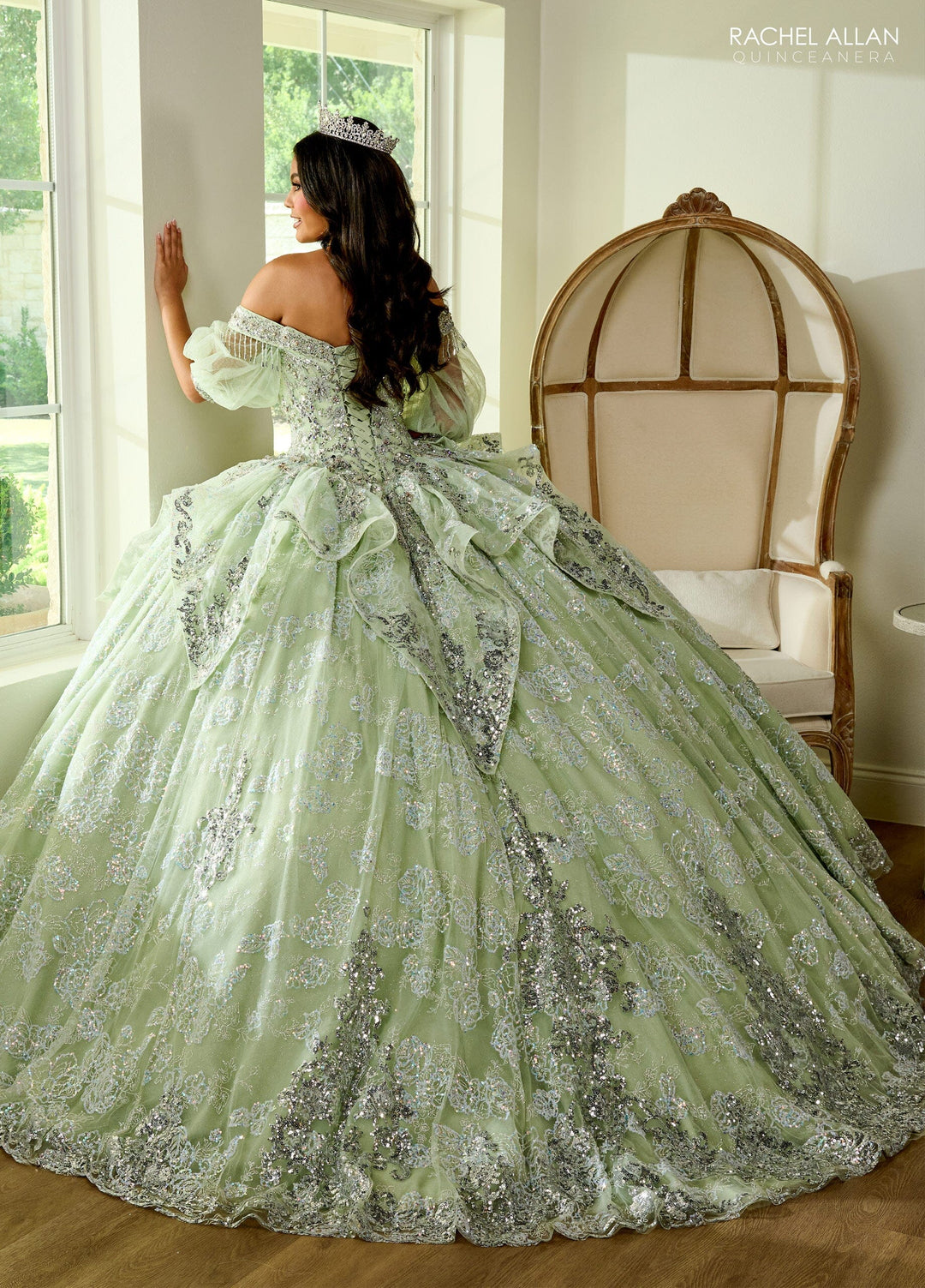 Applique Puff Sleeve Quinceanera Dress by Rachel Allan RQ3128