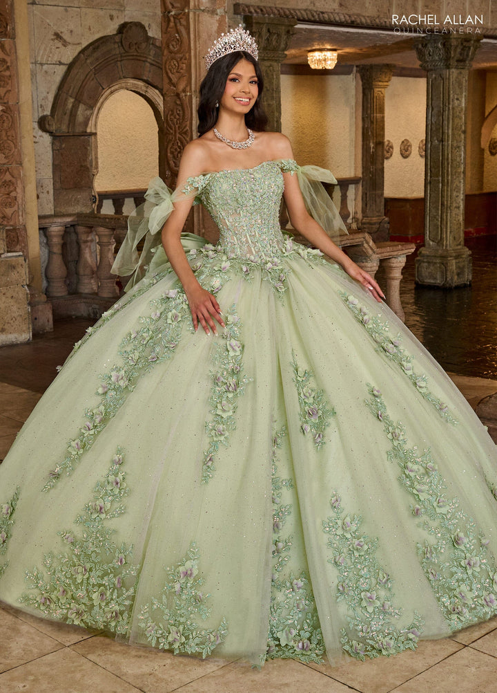 Applique Sheer Corset Quinceanera Dress by Rachel Allan RQ1132