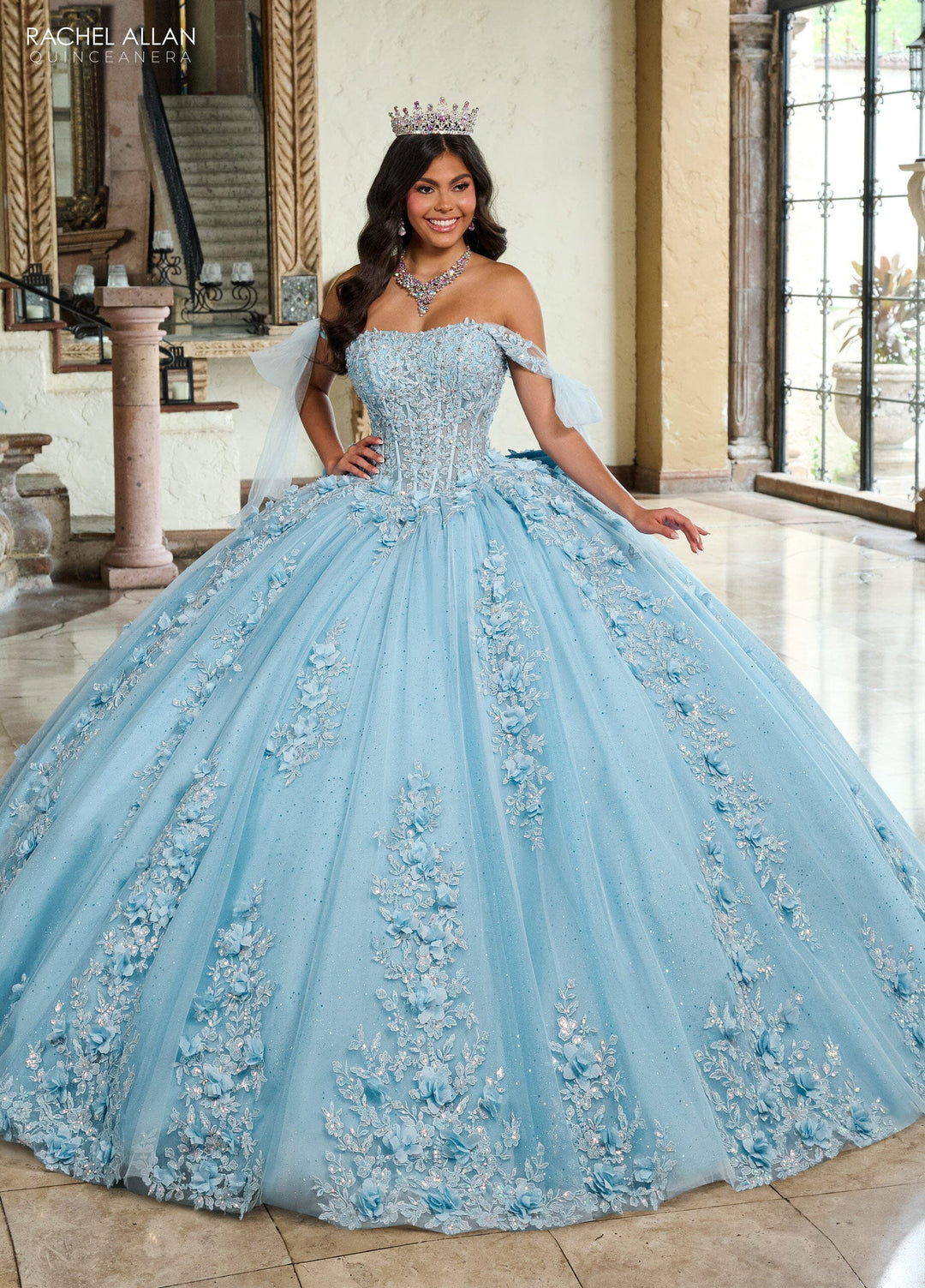 Applique Sheer Corset Quinceanera Dress by Rachel Allan RQ1132