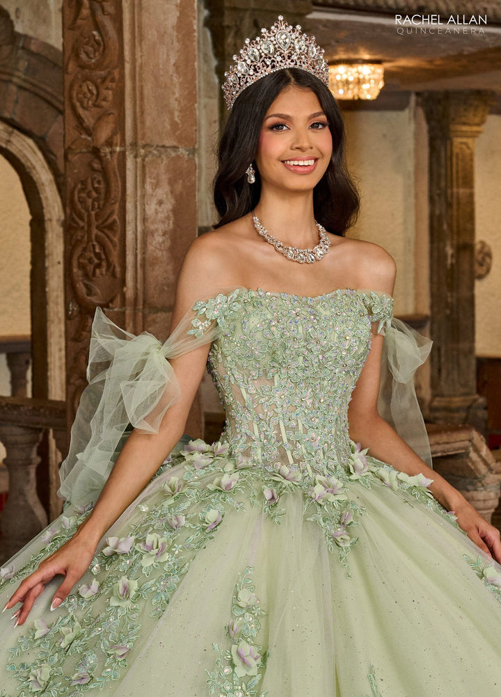 Applique Sheer Corset Quinceanera Dress by Rachel Allan RQ1132