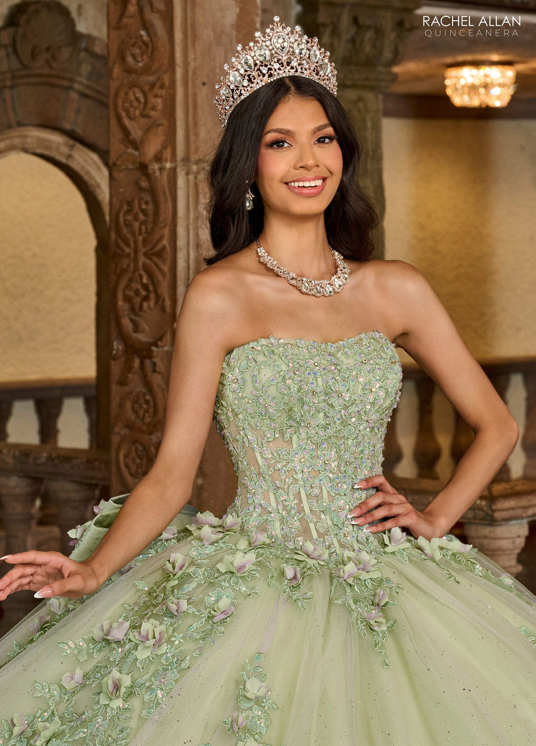 Applique Sheer Corset Quinceanera Dress by Rachel Allan RQ1132