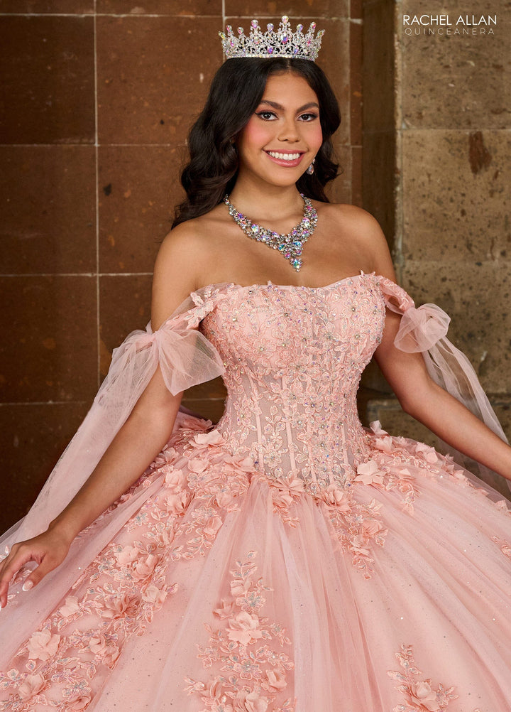 Applique Sheer Corset Quinceanera Dress by Rachel Allan RQ1132