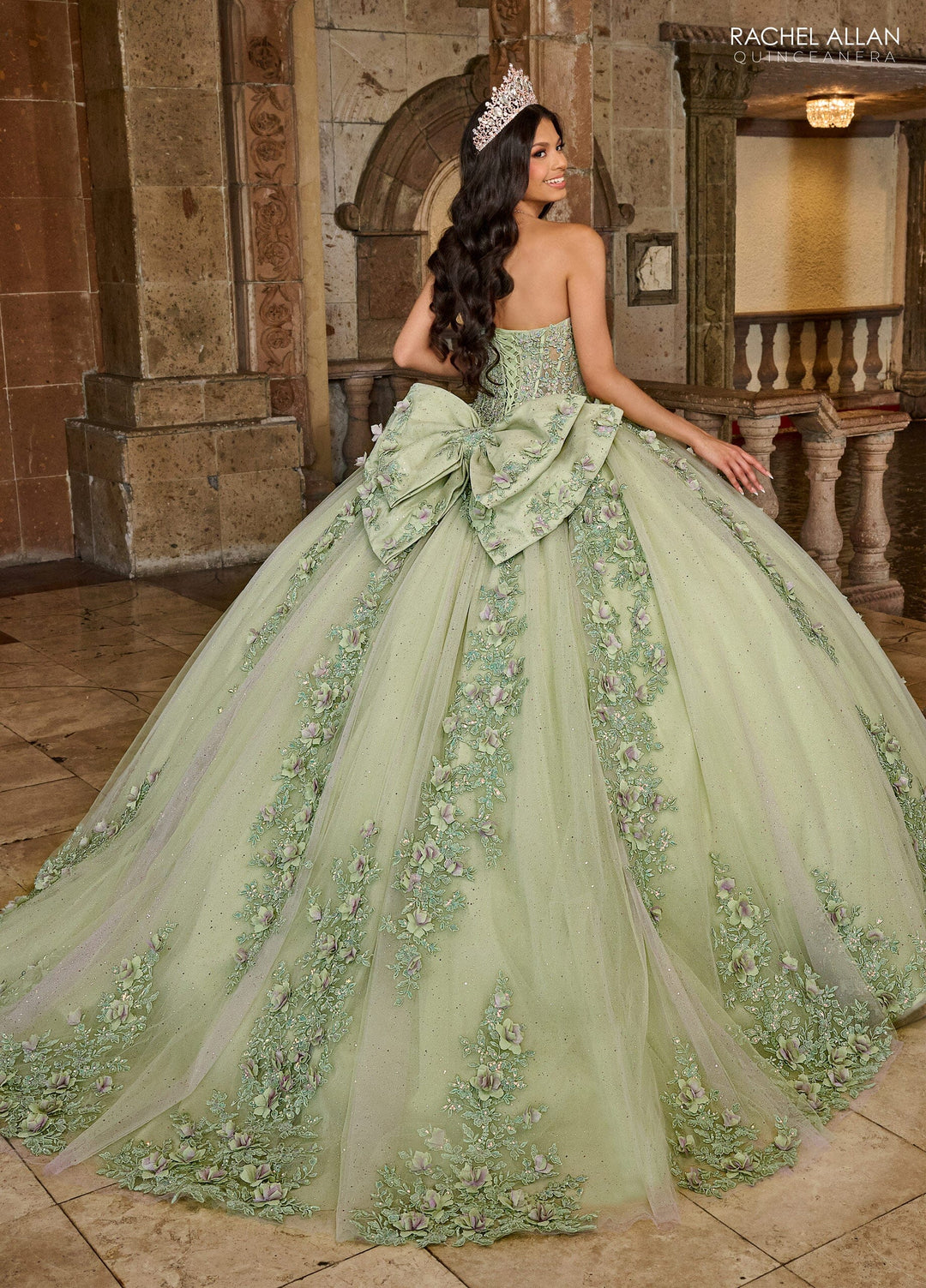 Applique Sheer Corset Quinceanera Dress by Rachel Allan RQ1132