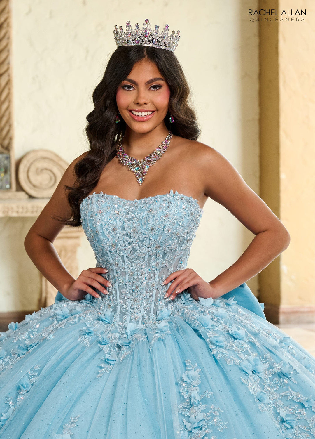 Applique Sheer Corset Quinceanera Dress by Rachel Allan RQ1132