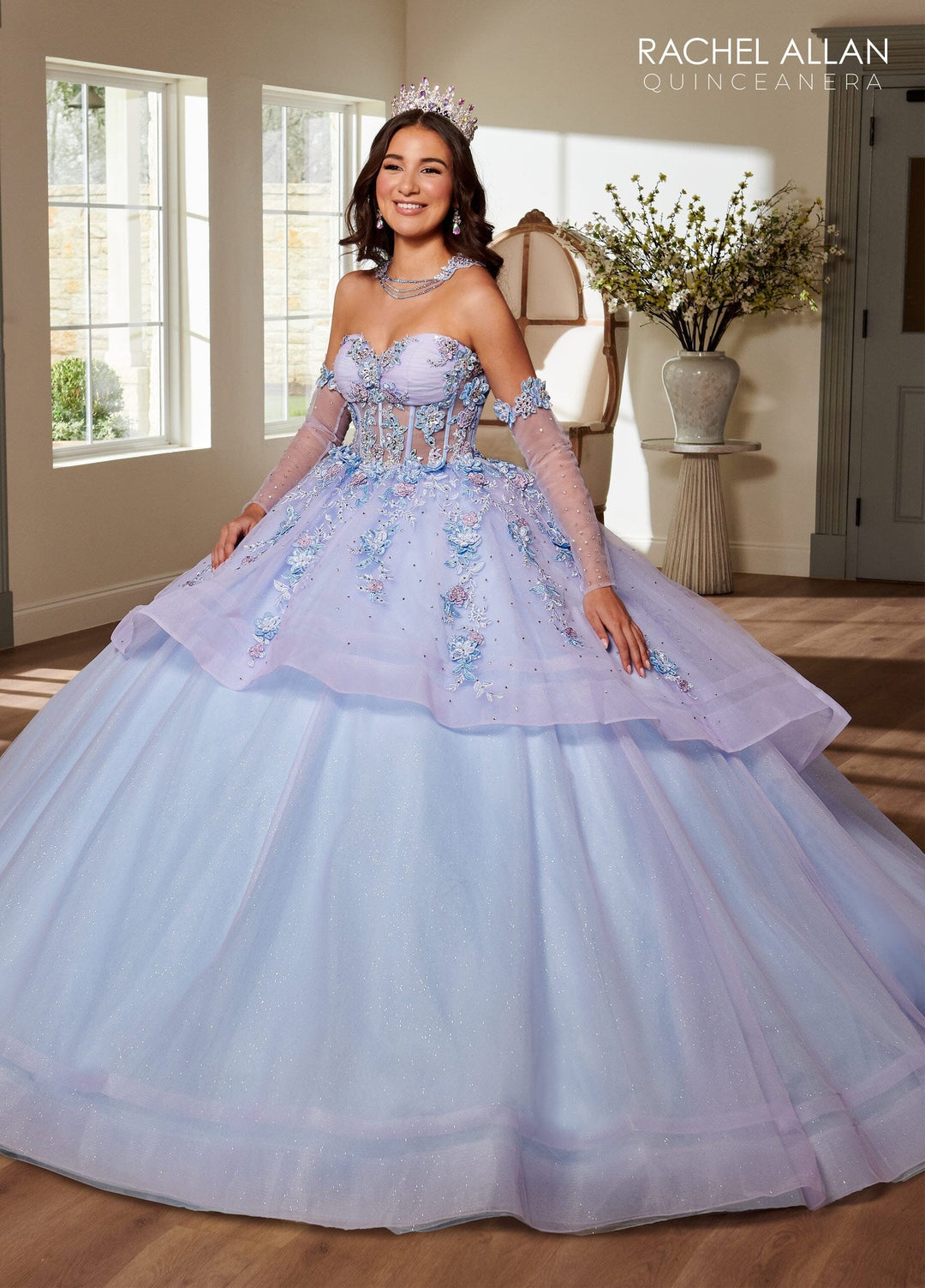 Applique Sheer Corset Quinceanera Dress by Rachel Allan RQ3119