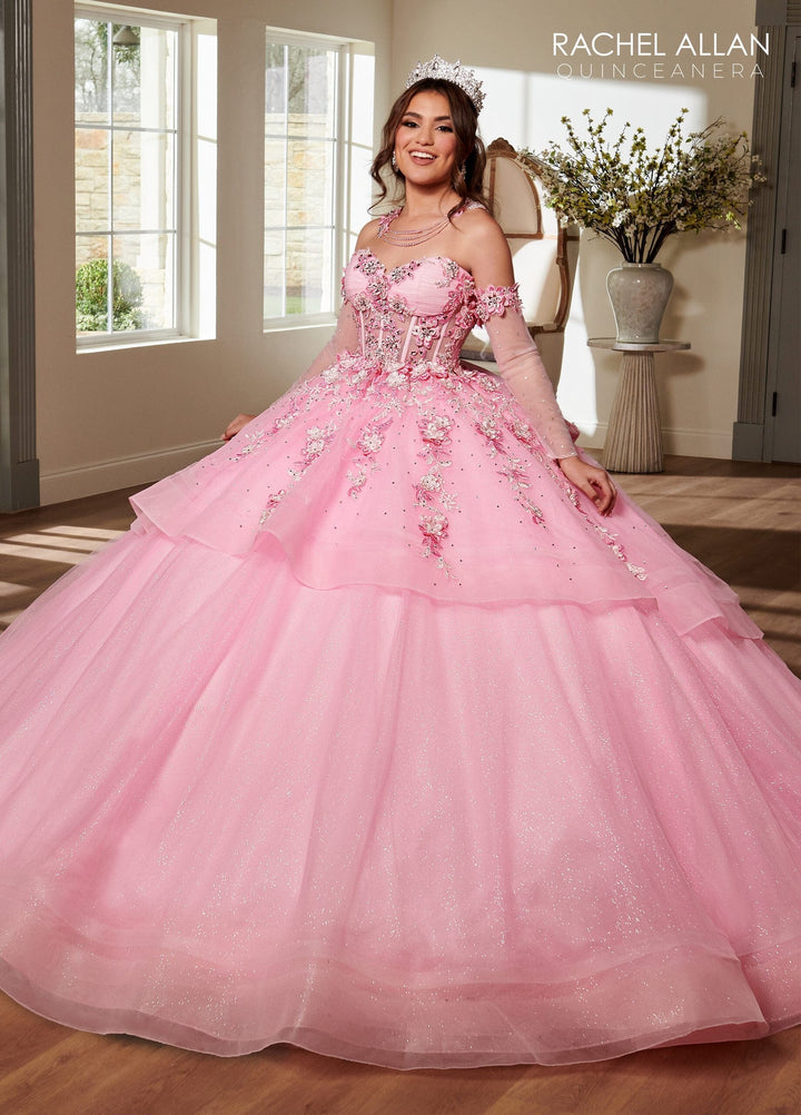 Applique Sheer Corset Quinceanera Dress by Rachel Allan RQ3119