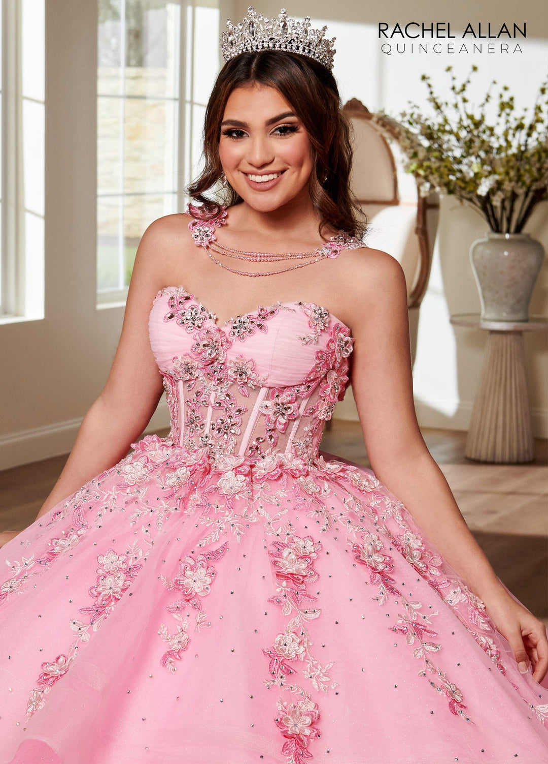 Applique Sheer Corset Quinceanera Dress by Rachel Allan RQ3119