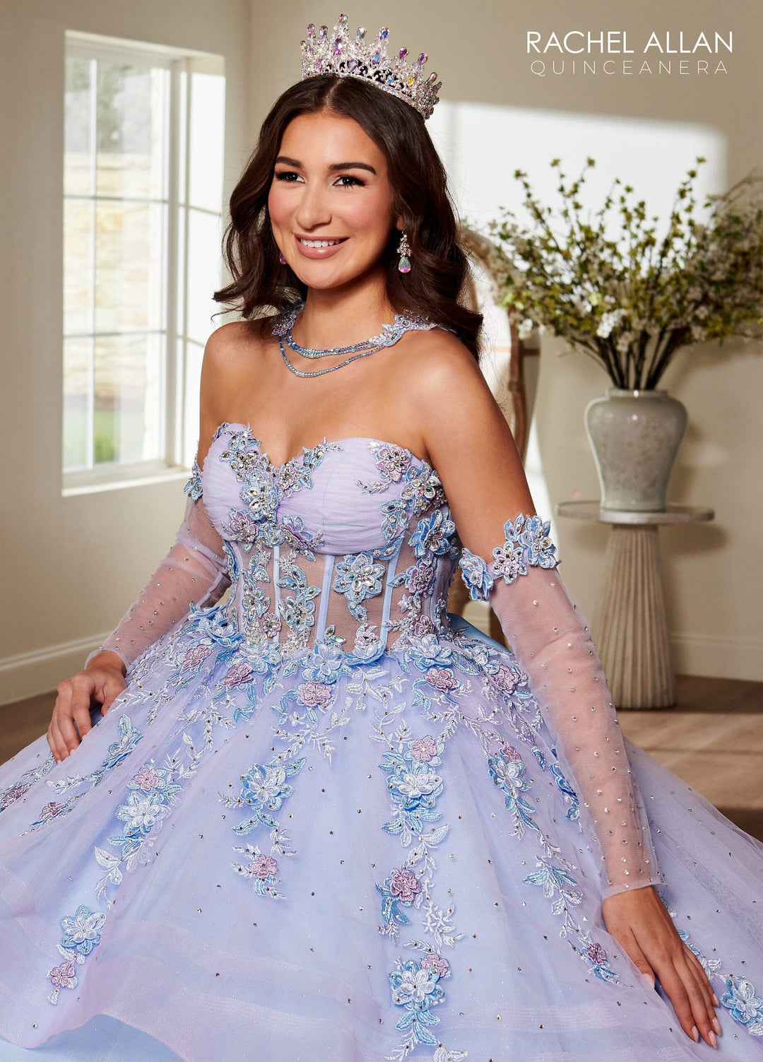 Applique Sheer Corset Quinceanera Dress by Rachel Allan RQ3119