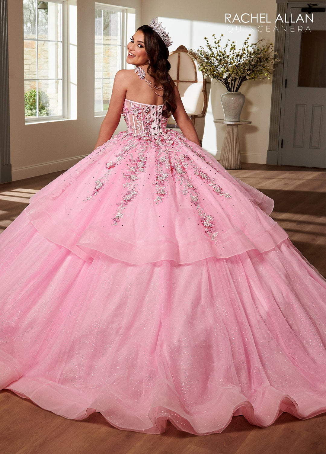 Applique Sheer Corset Quinceanera Dress by Rachel Allan RQ3119