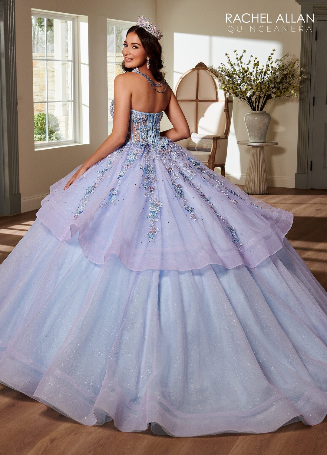 Applique Sheer Corset Quinceanera Dress by Rachel Allan RQ3119