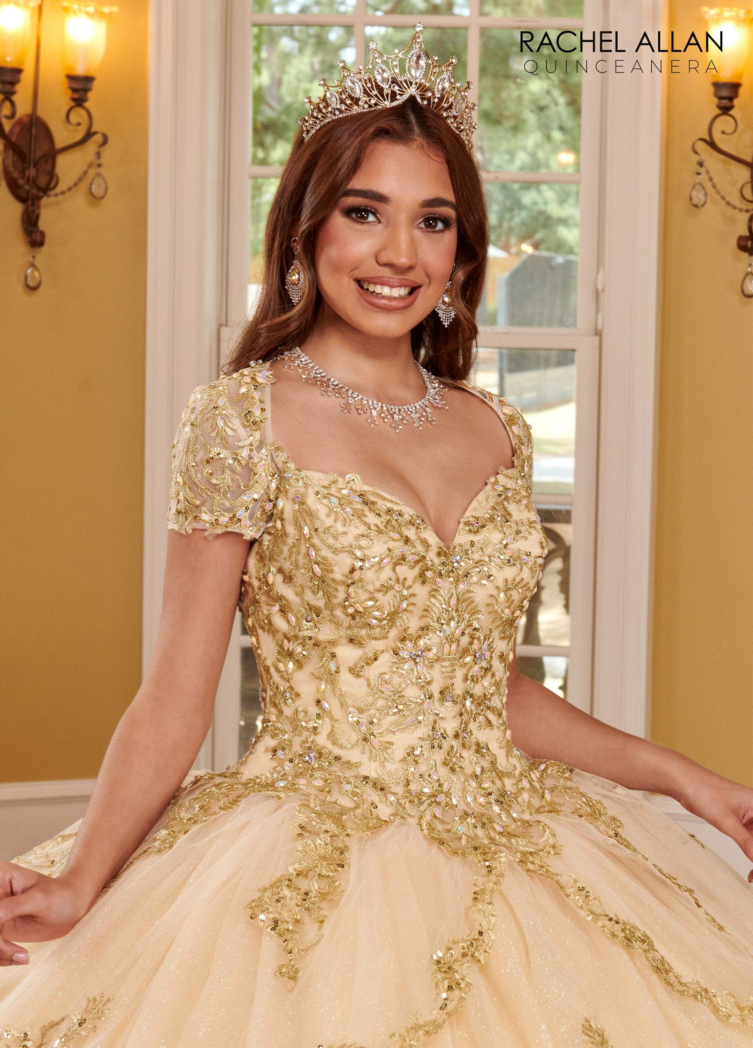 Applique Short Sleeve Quinceanera Dress by Rachel Allan RQ3108