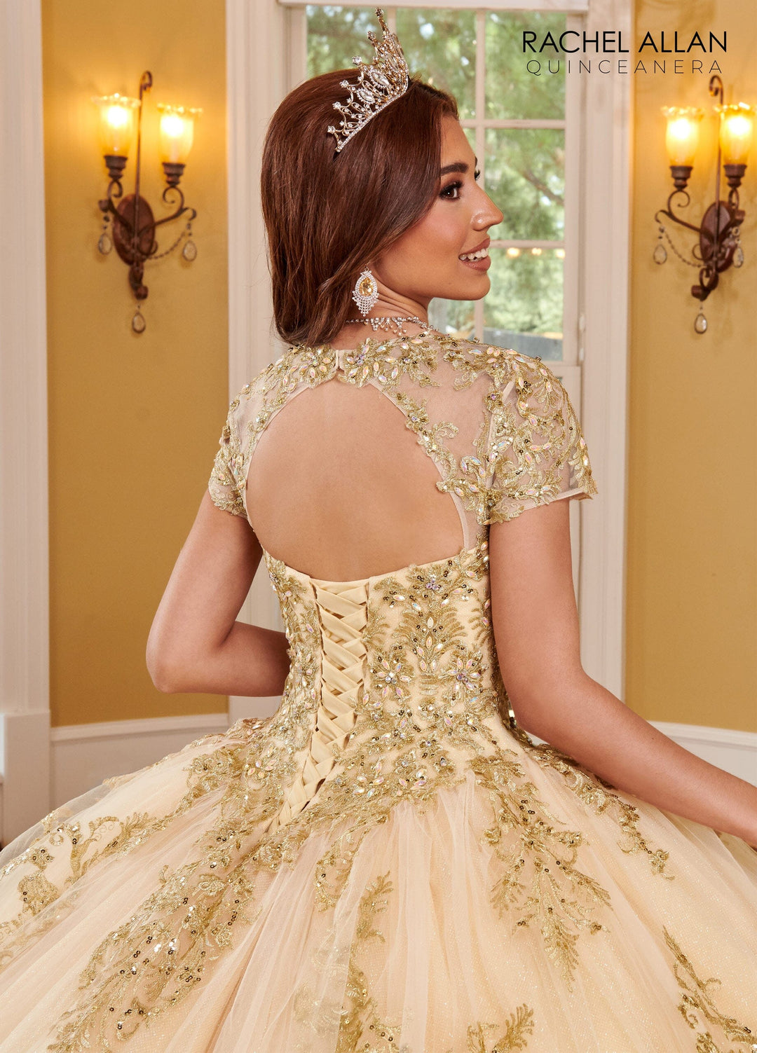 Applique Short Sleeve Quinceanera Dress by Rachel Allan RQ3108